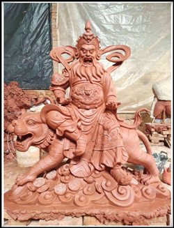 騎虎趙公明武財神泥塑